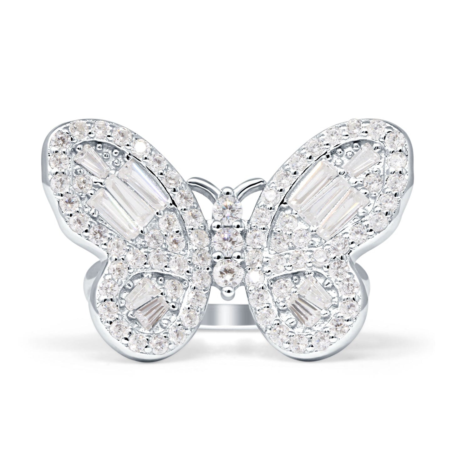 Cluster Baguette Cubic Zirconia Butterfly Ring