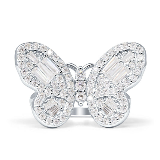 Cluster Baguette Cubic Zirconia Butterfly Ring