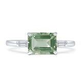 Emerald Cut Trio Solitaire Ring
