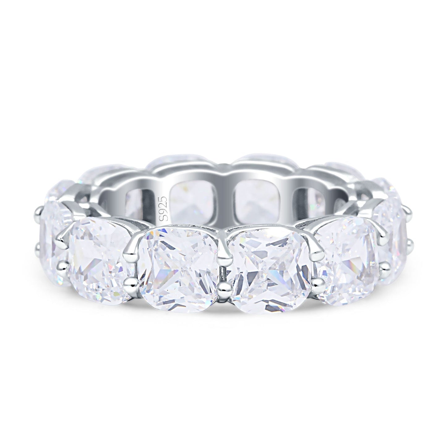 Stackable Cushion Eternity Cubic Zirconia Wedding Band