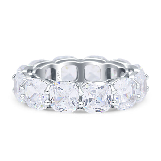 Stackable Cushion Eternity Cubic Zirconia Wedding Band