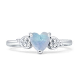 Heart Natural Moonstone Three Stone Promise Ring 925 Sterling Silver