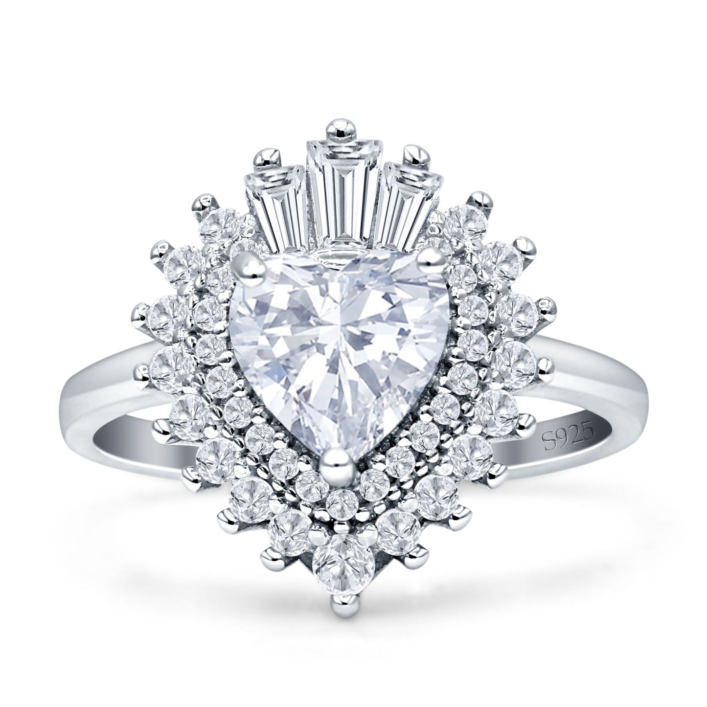 Heart Halo Cubic Zirconia Bridal Promise Ring