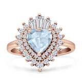 Heart Halo Baguette & Round Promise Ring