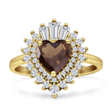 Heart Halo Baguette & Round Promise Ring