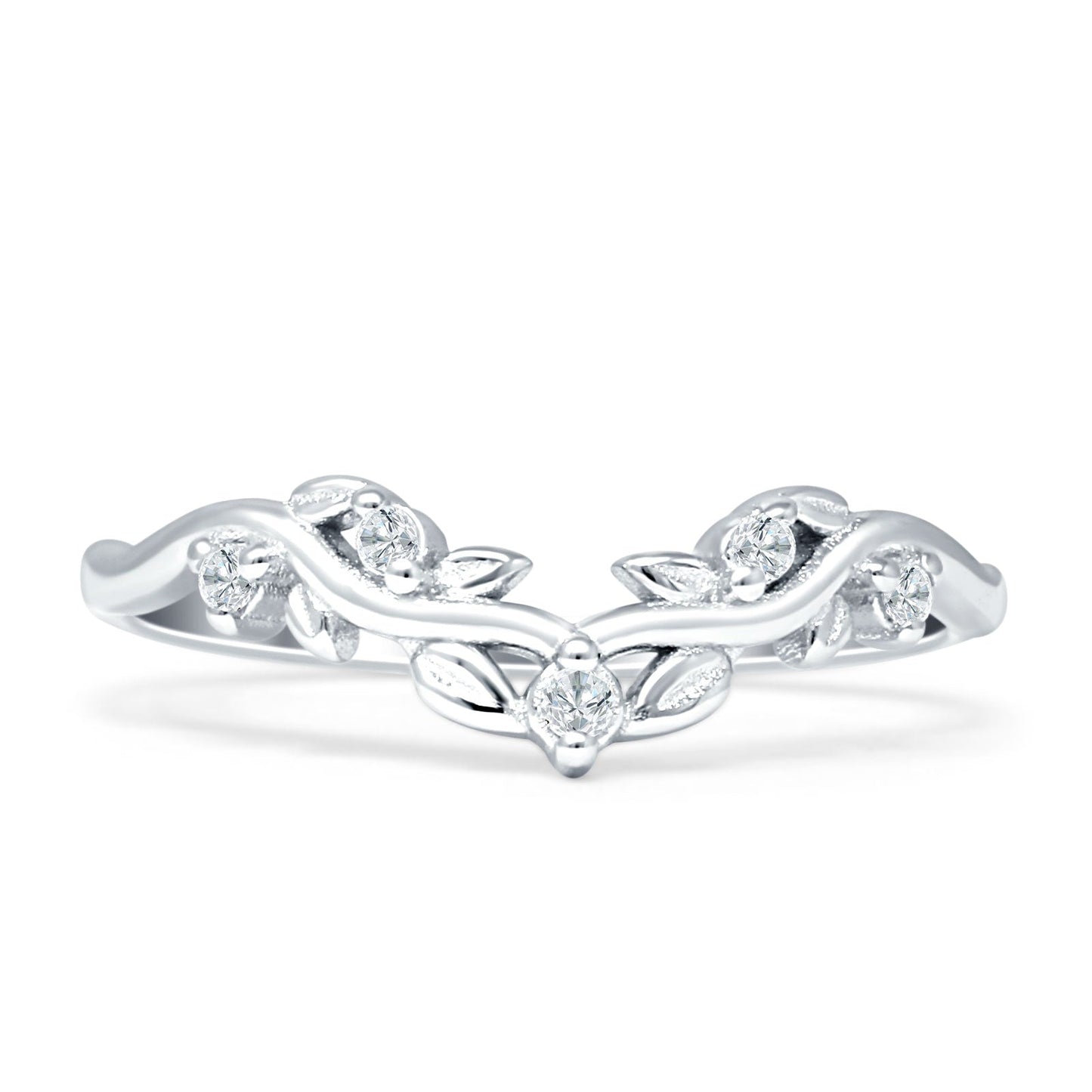 Curved Contour Leaves Band Cubic Zirconia