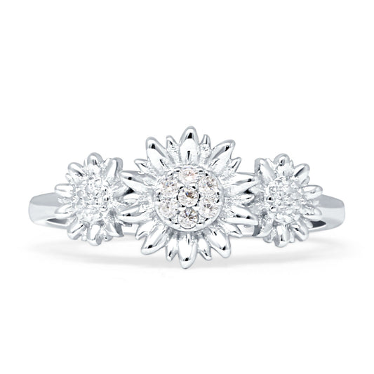 Sunflower Trio Ring Cubic Zirconia