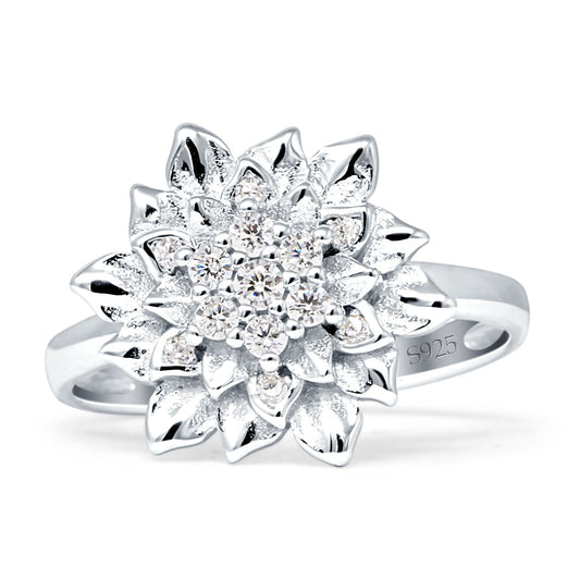 Flower Engagement Ring Cocktail Cubic Zirconia