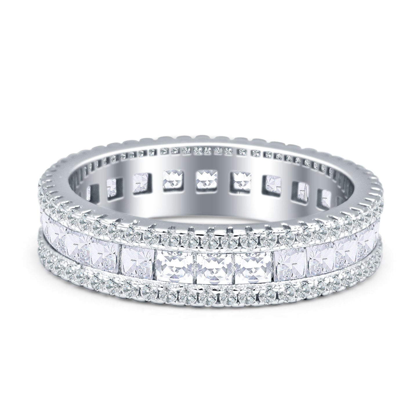 Full Eternity Band Princess Cut Cubic Zirconia