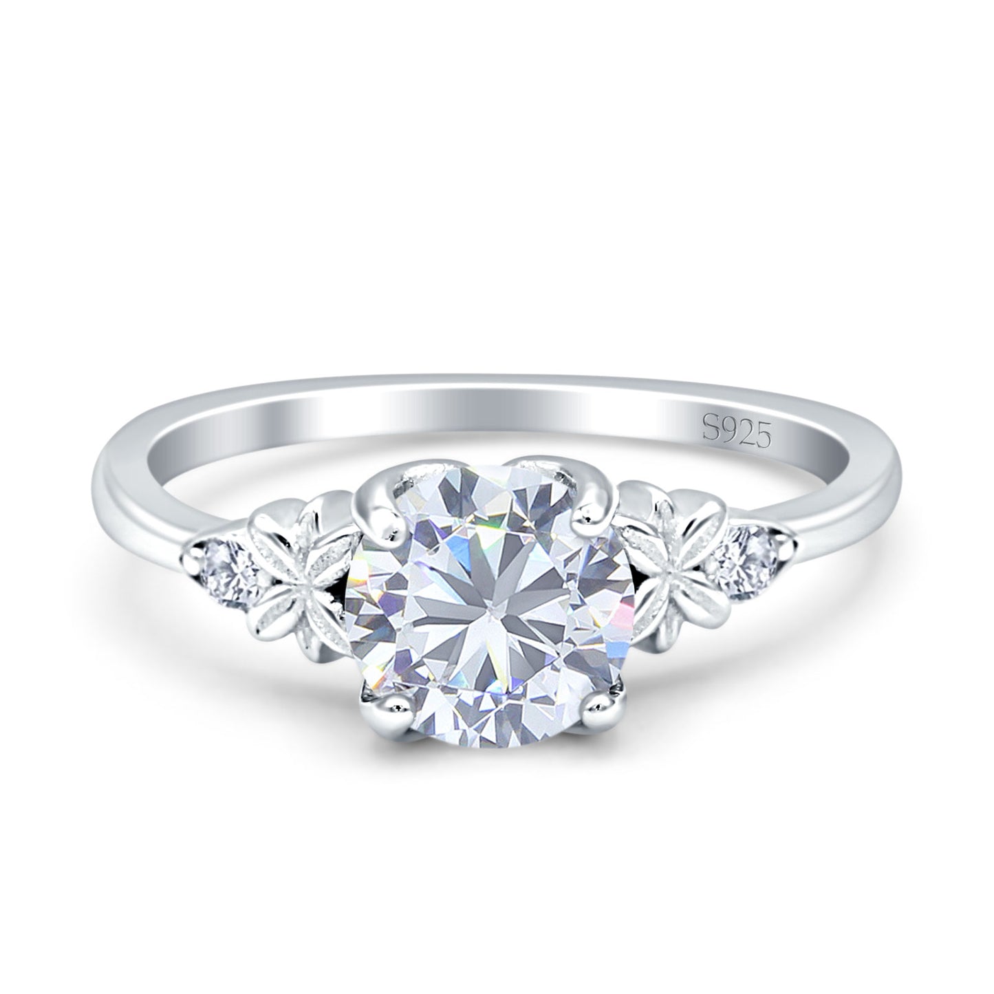 Art Deco Round Cubic Zirconia Floral Ring