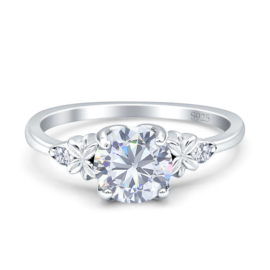 Art Deco Round Cubic Zirconia Floral Ring