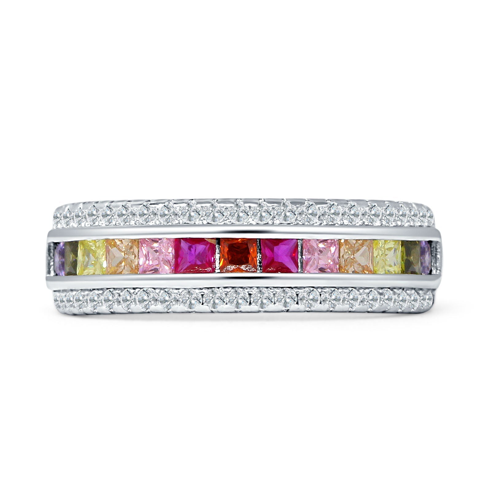 Half Eternity Rainbow Ring