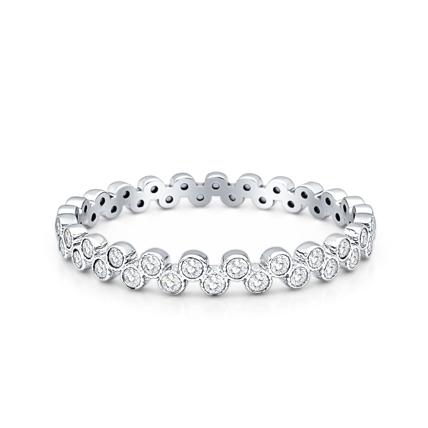 Round CZ Zig Zag Band