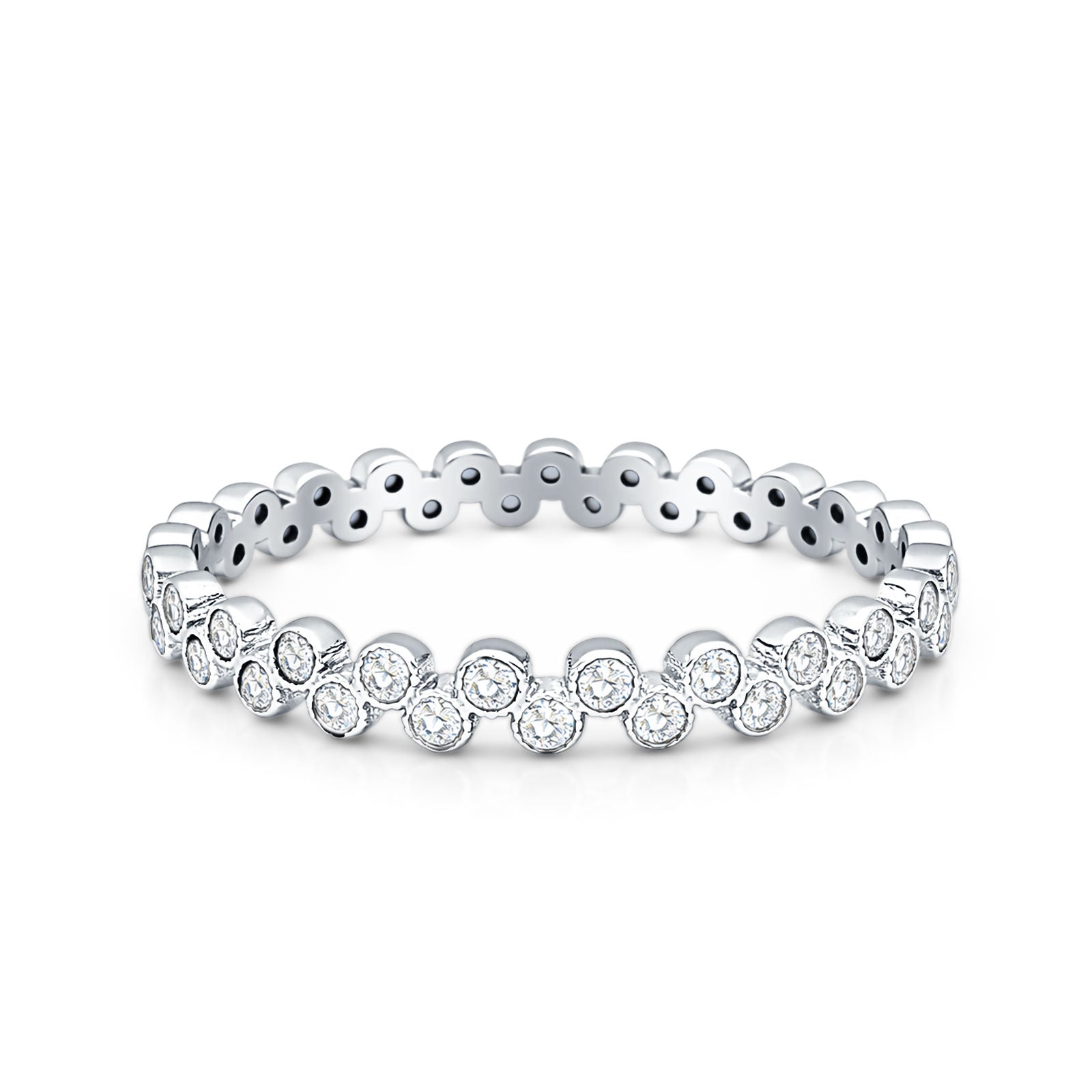 Round CZ Zig Zag Band