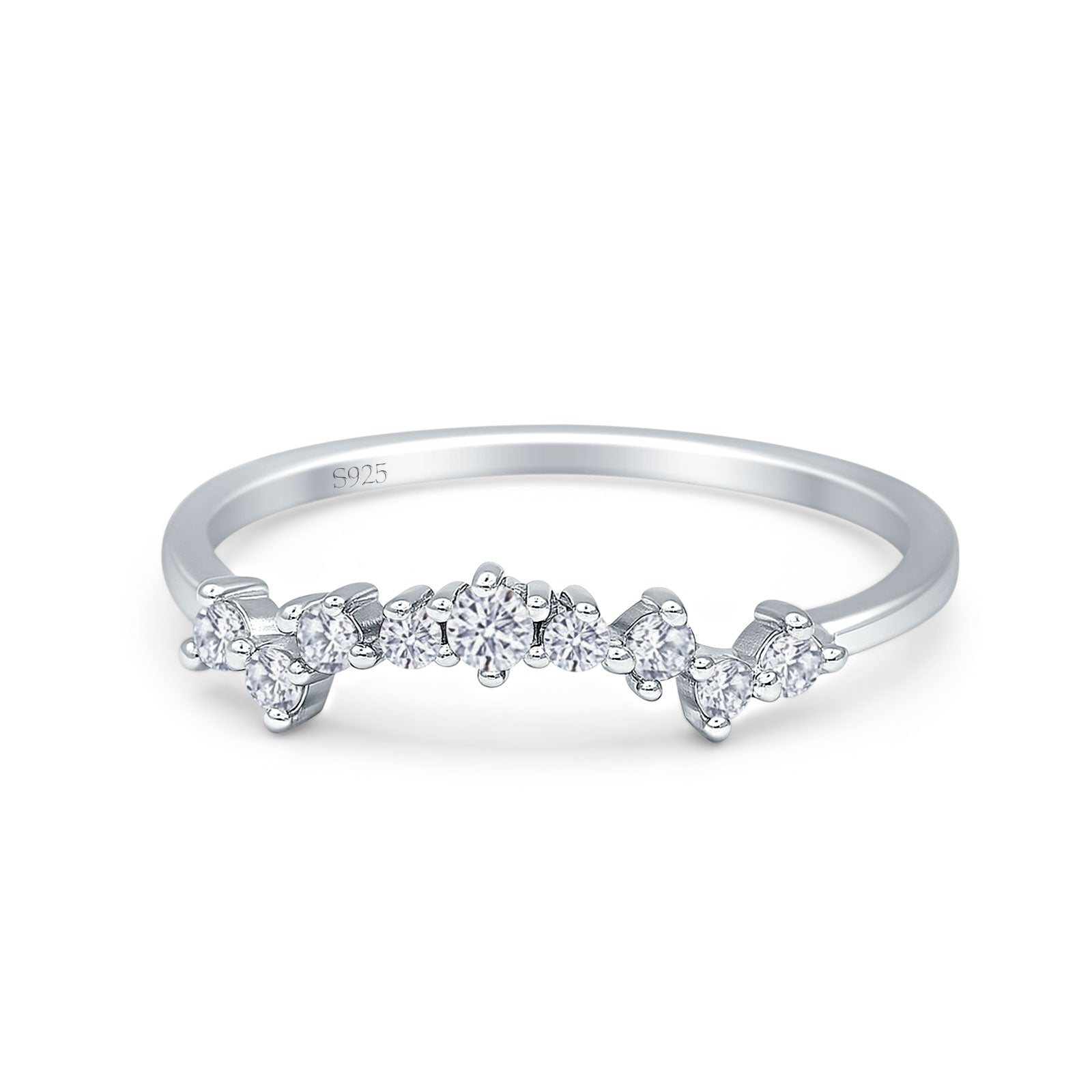 Round CZ Contour Band