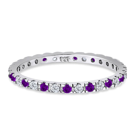 Stackable Full Eternity Amethyst & Cubic Zirconia Ring