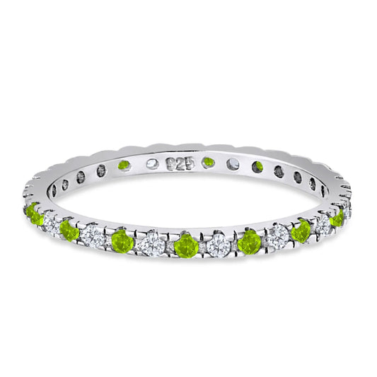 Stackable Full Eternity Ring Peridot & Cubic Zirconia