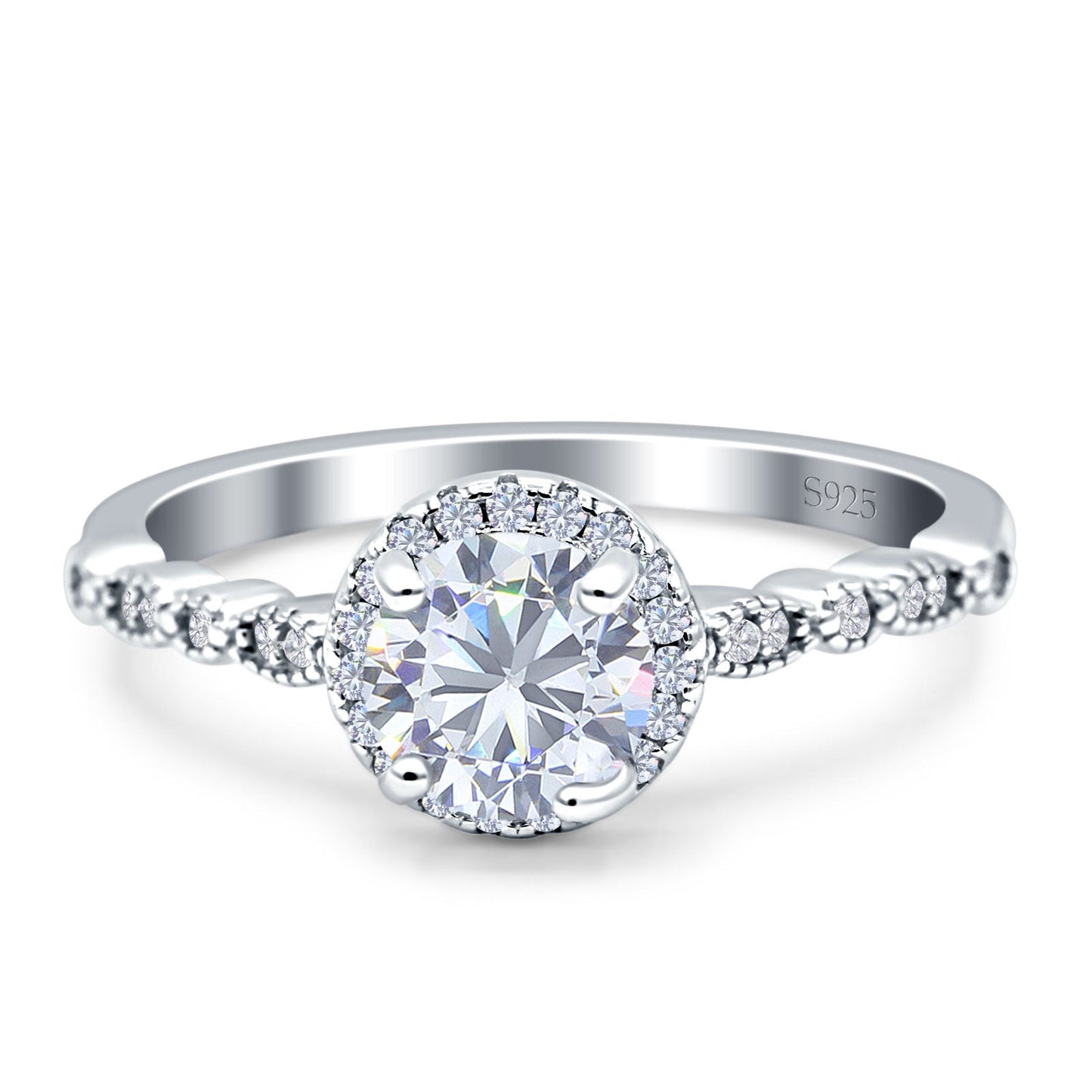 Halo Round Cubic Zirconia Engagement Ring