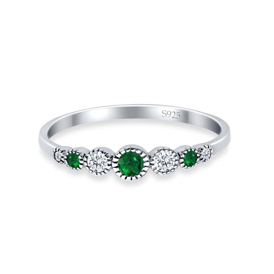 Half Eternity Round Simulated Green Emerald Cubic Zirconia Band