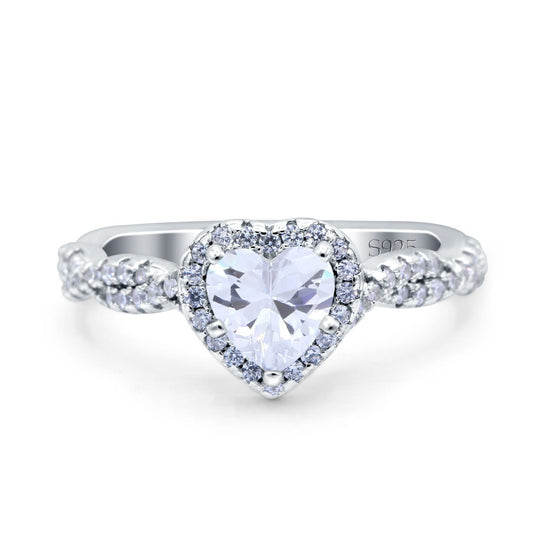 Art Deco Heart Infinity Simulated Cubic Zirconia Wedding Bridal Ring