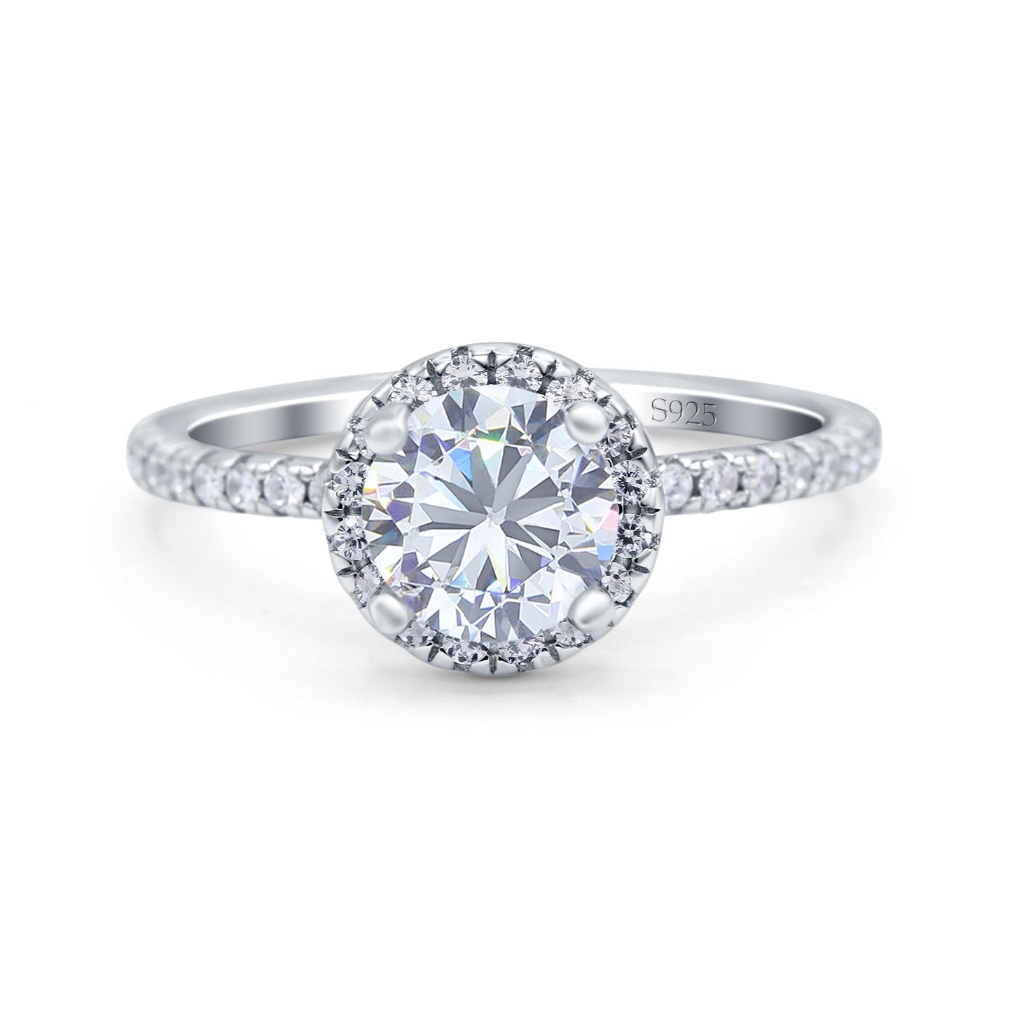 Halo Art Deco Round Simulated Cubic Zirconia Engagement Wedding Ring