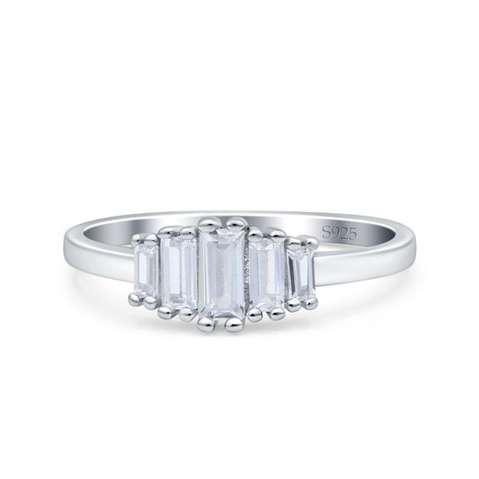 Baguette Shape Band Simulated Cubic Zirconia Wedding Ring