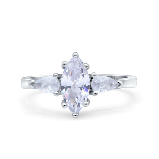 Marquise Art Deco Pear Simulated Cubic Zirconia Wedding Engagement Ring