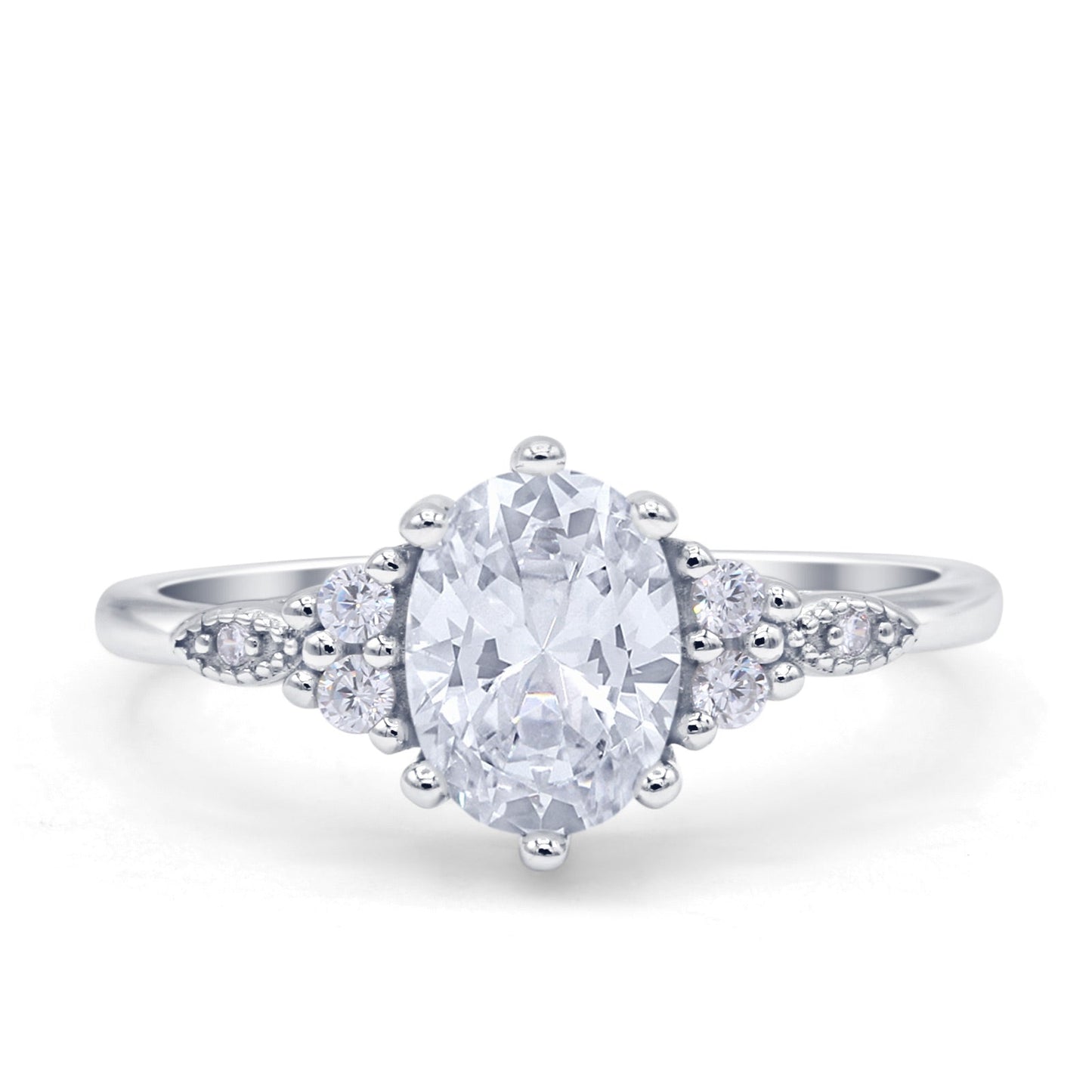 Oval Art Deco Engagement Ring Cubic Zirconia