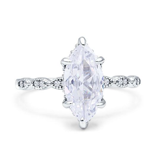 Solitaire Marquise Engagement Ring Cubic Zirconia