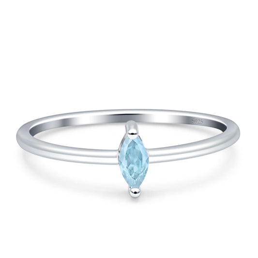 Solitaire Marquise Engagement Ring Simulated Aquamarine