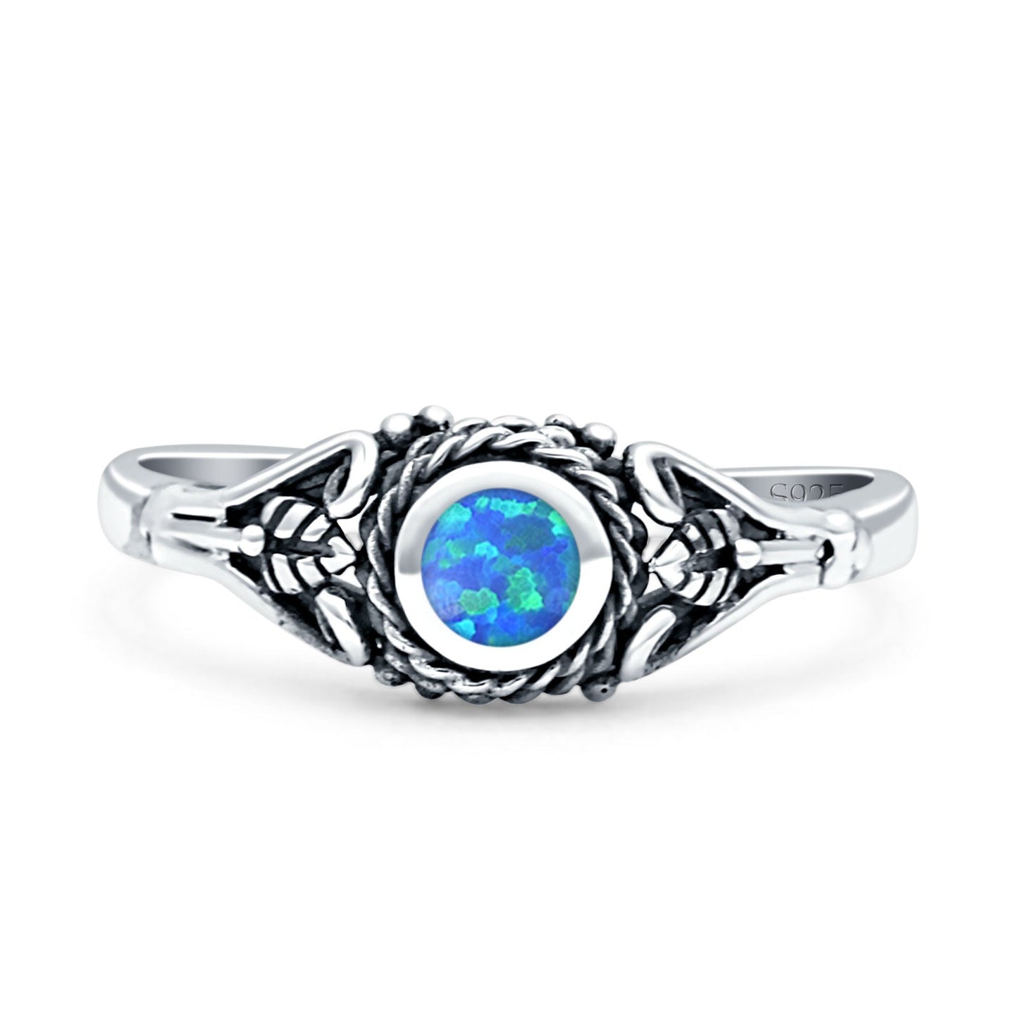 Twisted Rope & Leaf Ring