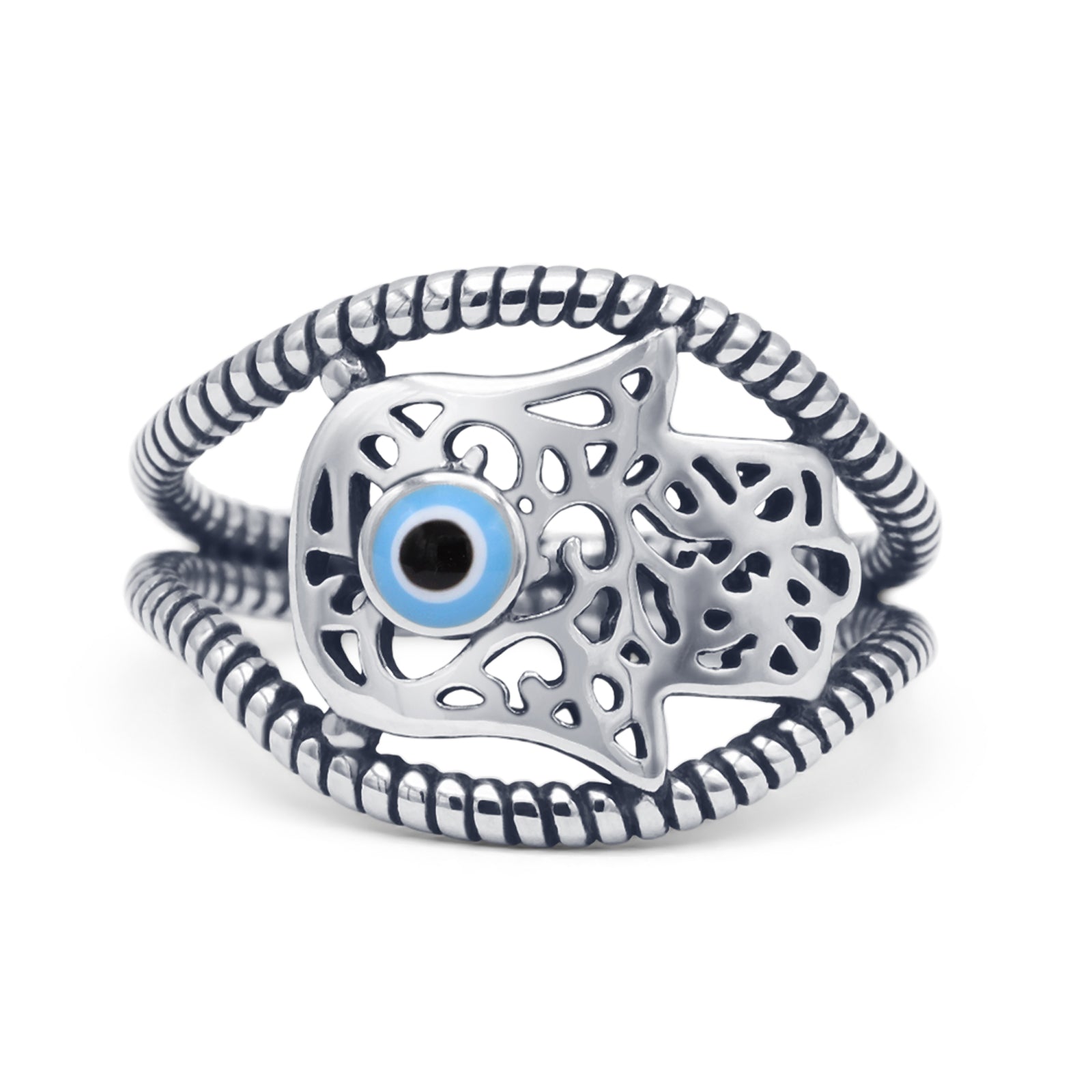 Hamsa Hand Evil Eye Ring