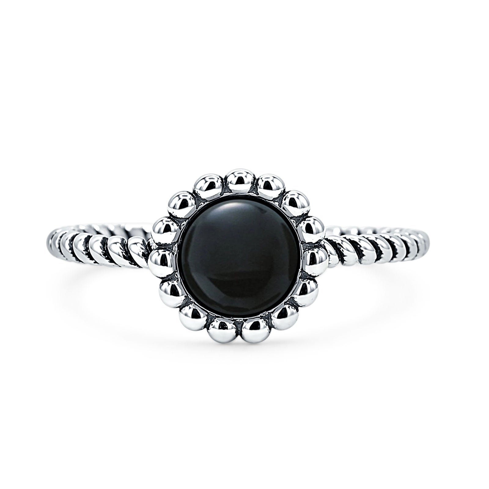 Beaded Halo Twisted Rope Ring