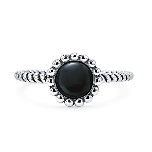 Beaded Halo Twisted Rope Ring