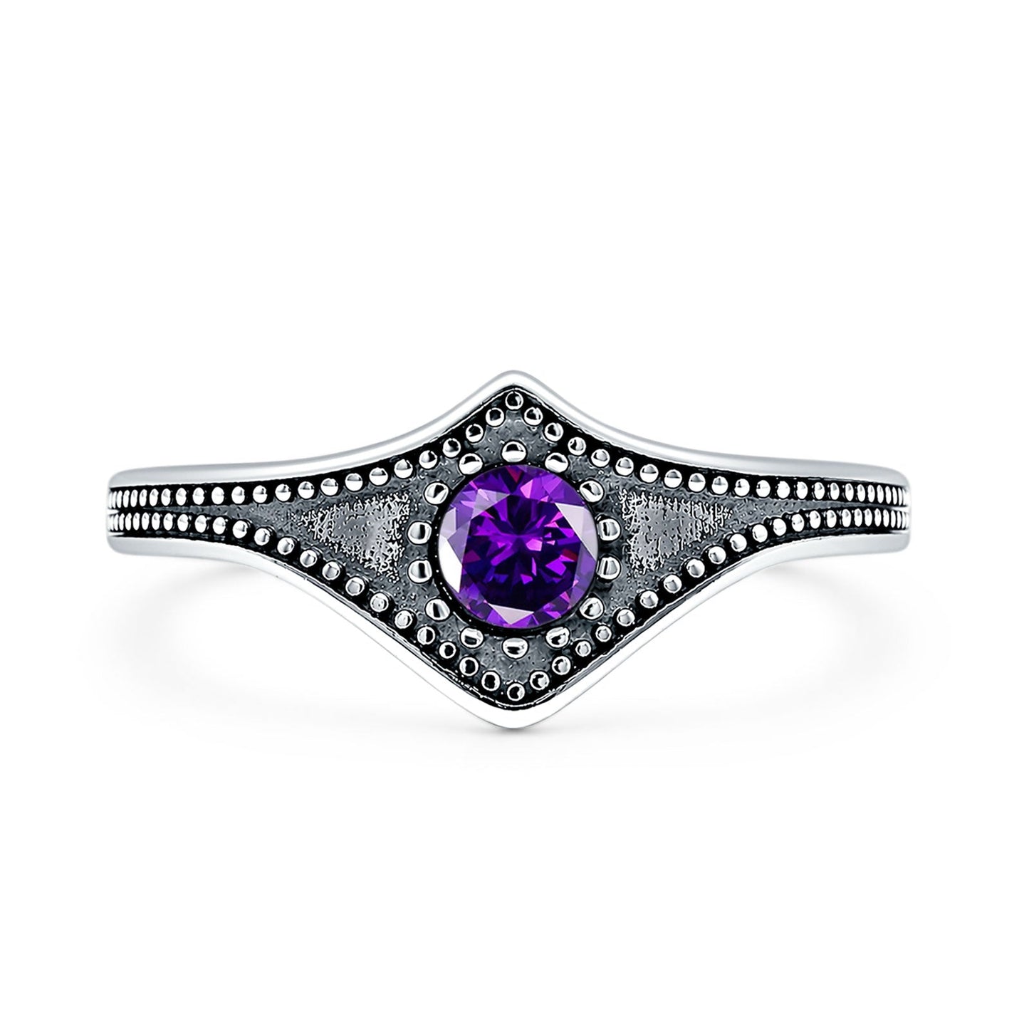 Beaded Halo Chevron Ring