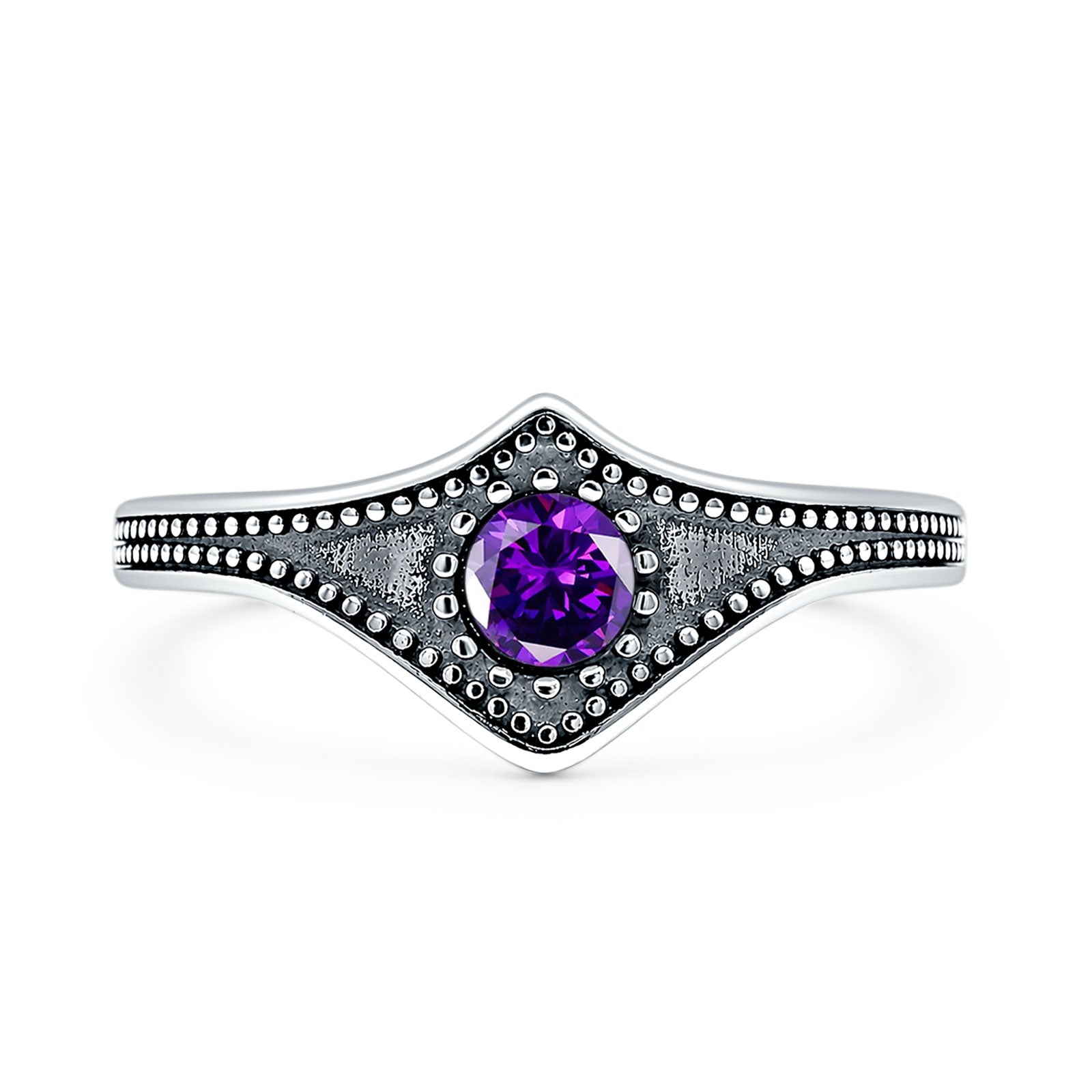 Beaded Halo Chevron Ring