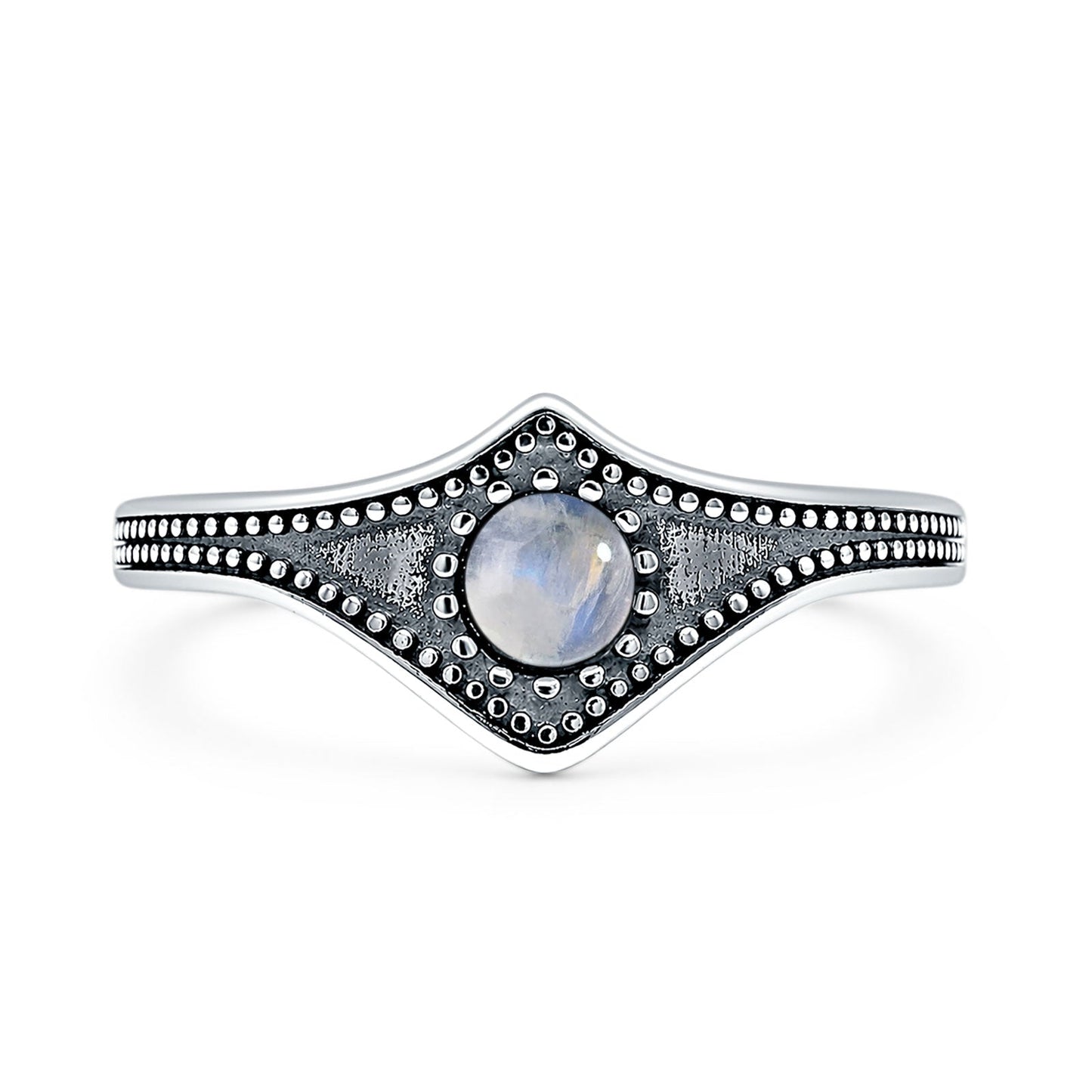 Beaded Halo Chevron Ring