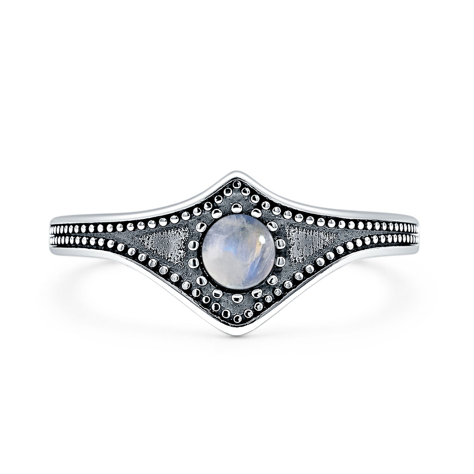 Beaded Halo Chevron Ring