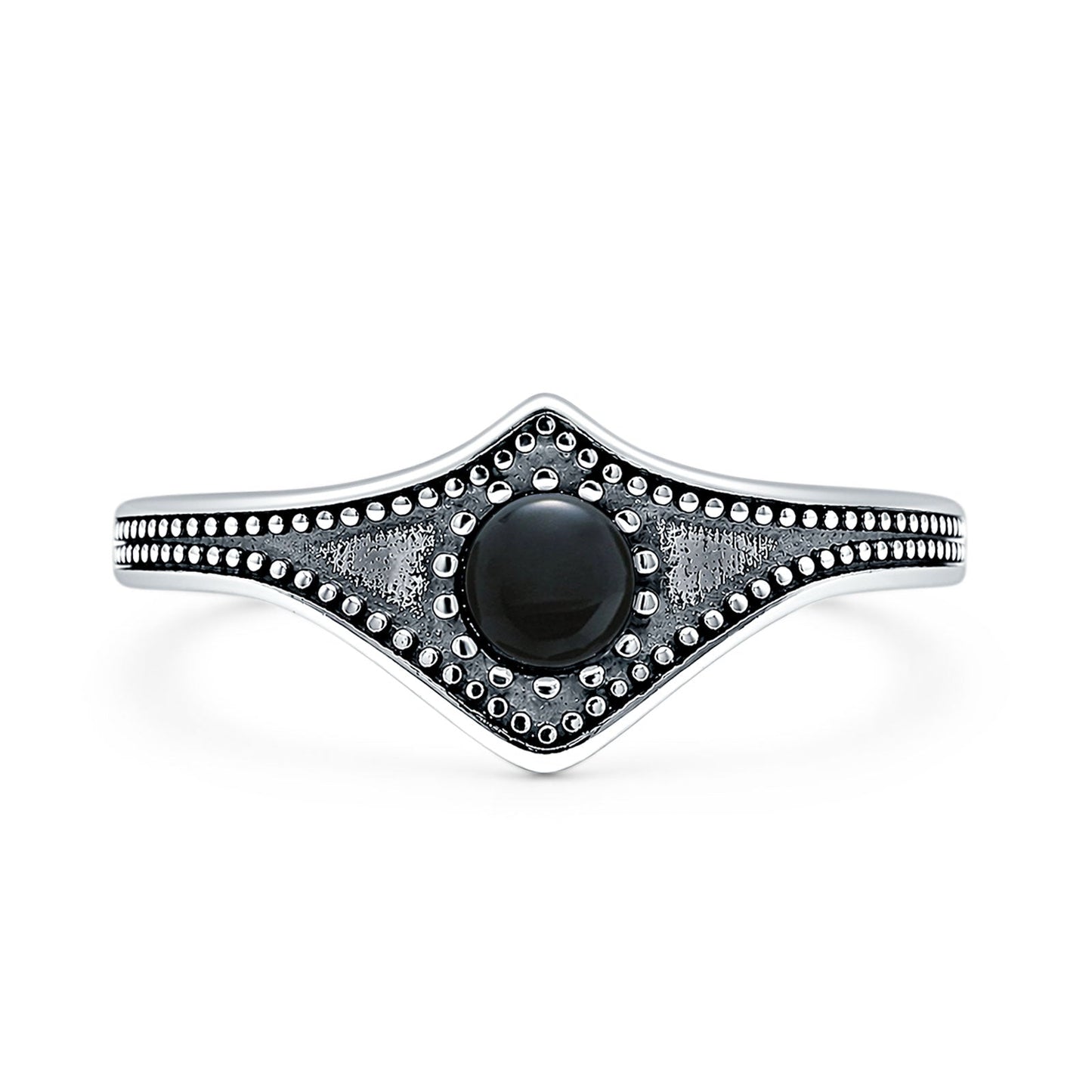 Beaded Halo Chevron Ring