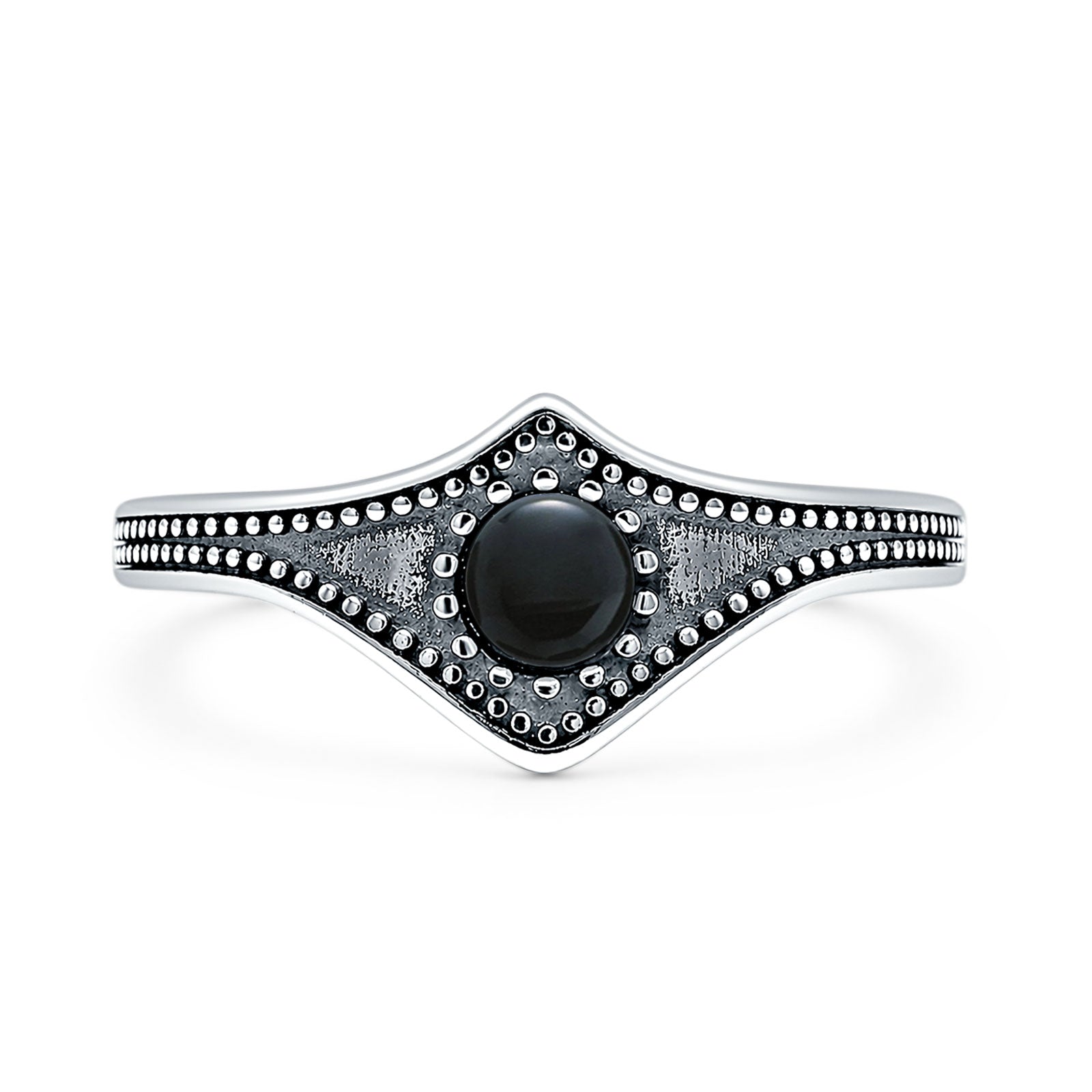 Beaded Halo Chevron Ring