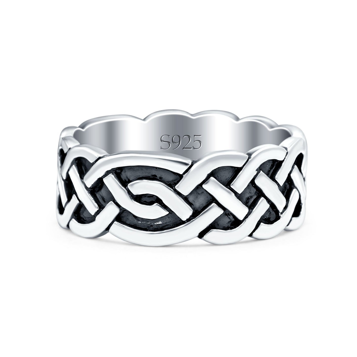 Celtic Oxidized Band Silver Thumb Ring (8mm)