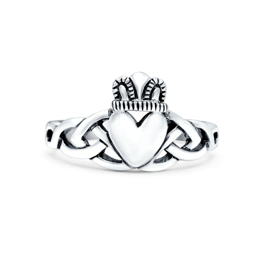 Celtic Knot Heart Oxidized Band Thumb Ring (11mm)