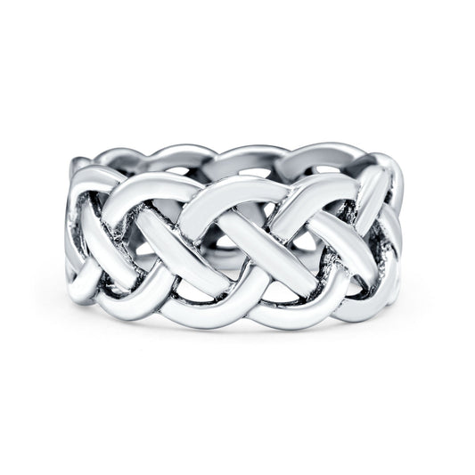 Celtic Crisscross Infinity Oxidized Band Thumb Ring (9mm)
