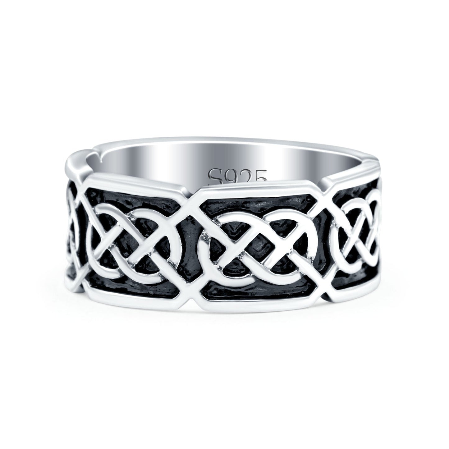 Celtic Oxidized Band Thumb Ring (7mm)