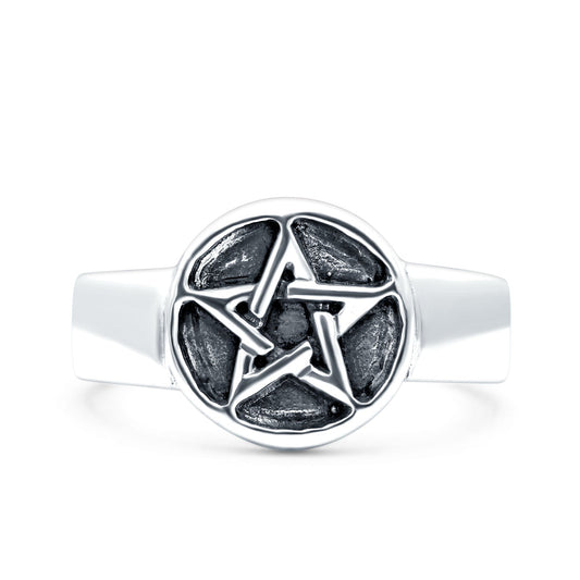 Star Oxidized Band Thumb Ring (10mm)