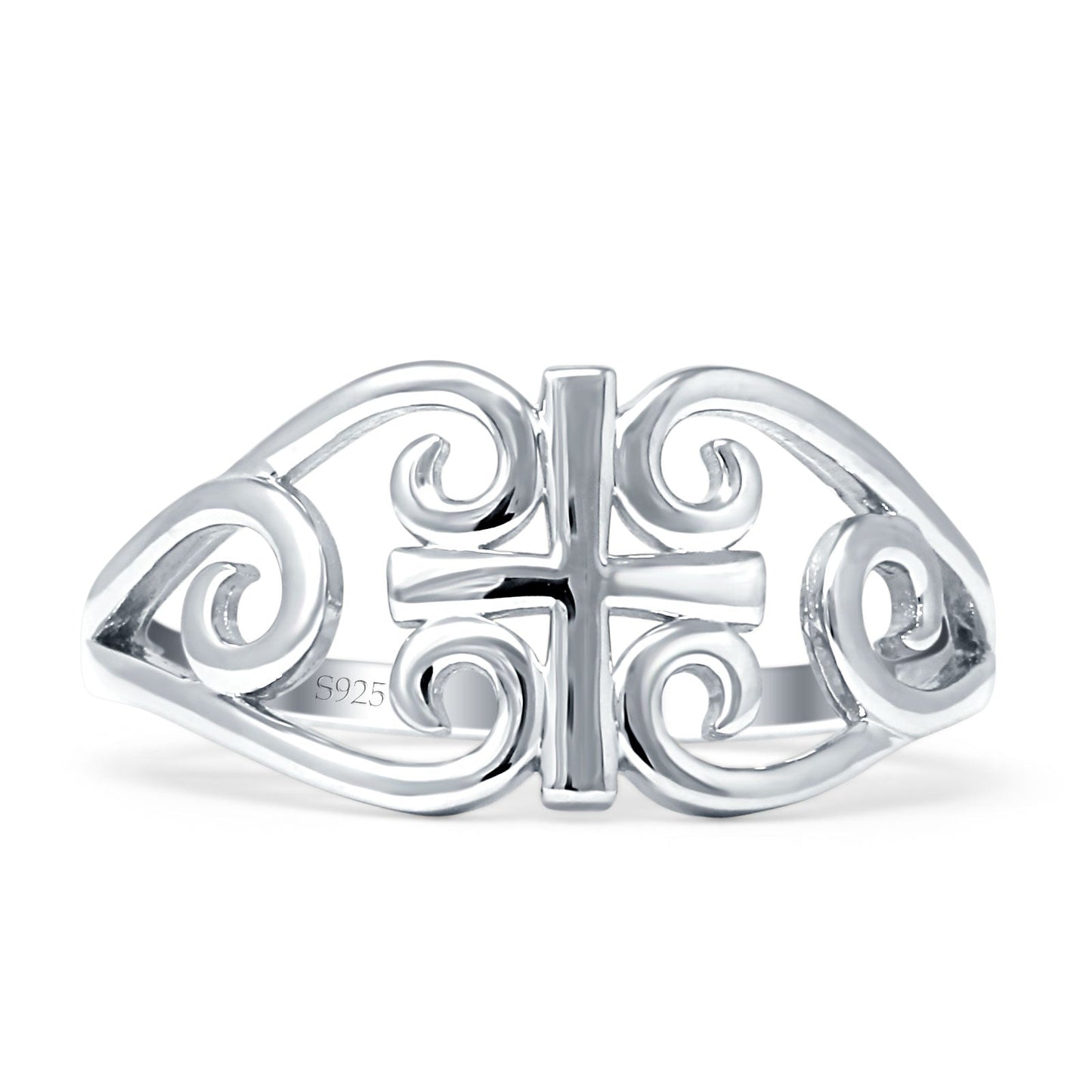 Black Tone Cross Filigree Celtic Ring