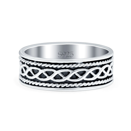 Braided Oxidized Band Thumb Ring (6mm)