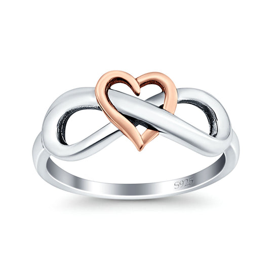 Heart Infinity Ring Two Tone Band Thumb Ring (8mm)