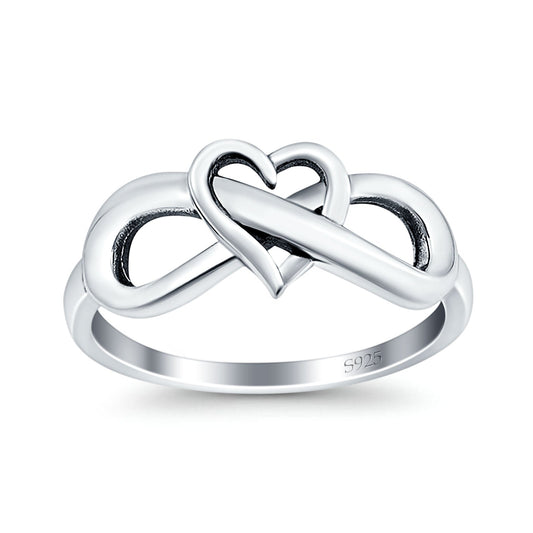 Heart Infinity Ring Oxidized Band Thumb Ring (8mm)