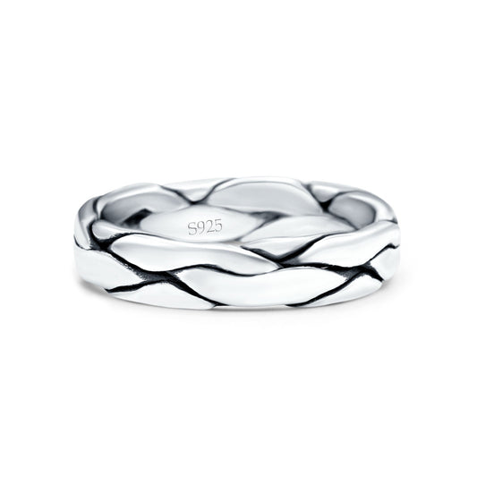 Snake Skin Band Oxidized Thumb Ring (4.5mm)
